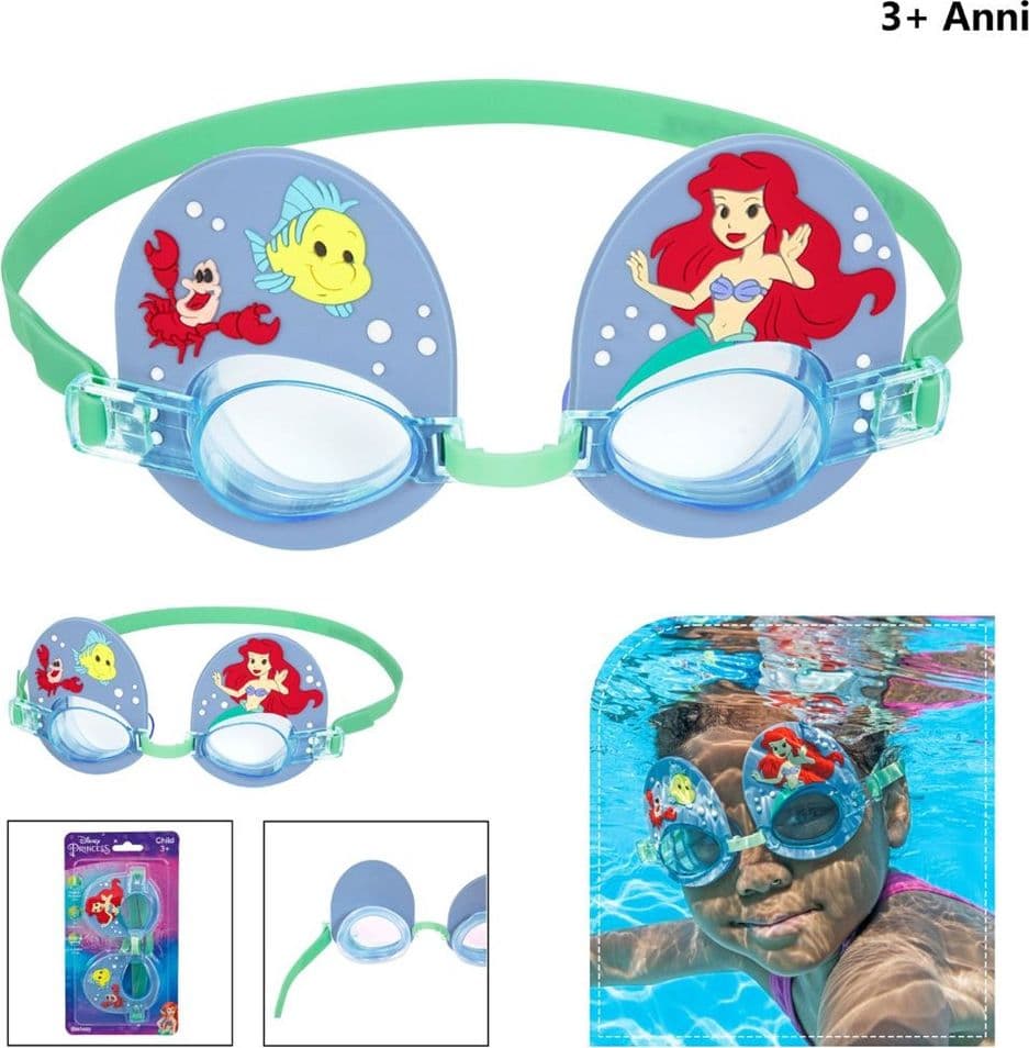 OCCHIALINI DISNEY SIRENETTA ARIEL BAMBINI REGOLABILI NUOTO PISCINA MARE ESTATE - 3