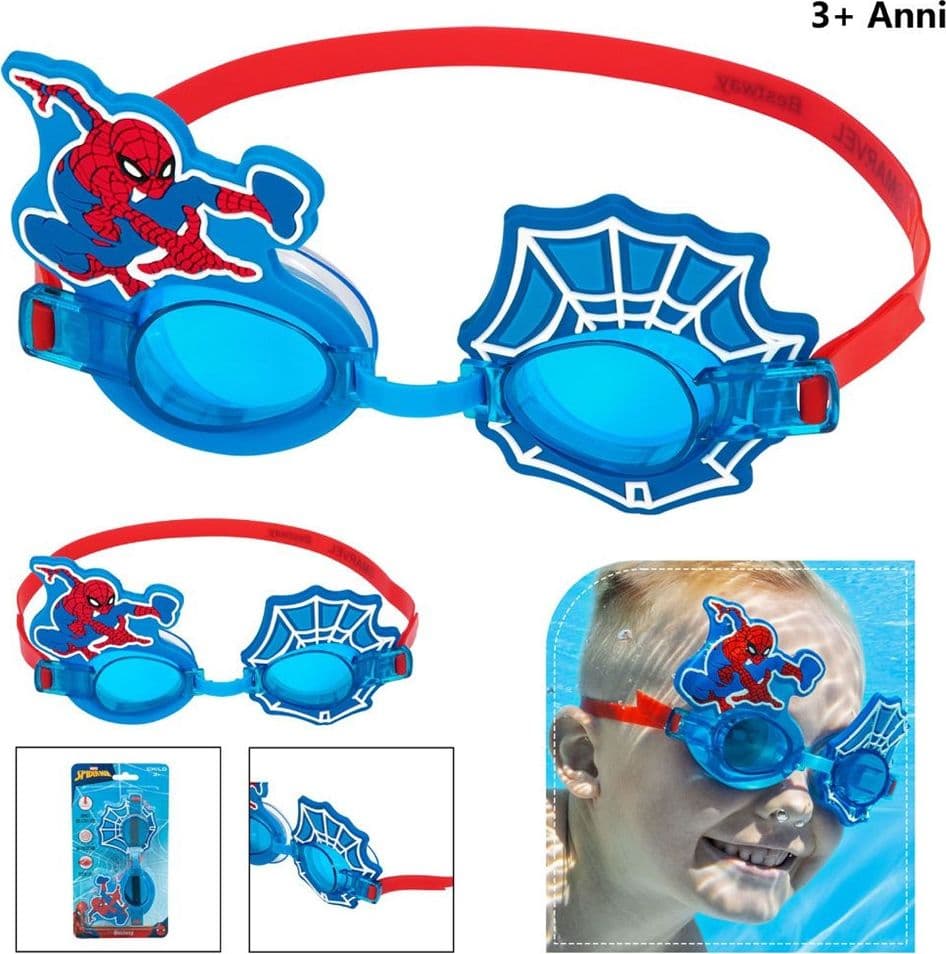 OCCHIALINI MARVEL SPIDERMAN PER BAMBINI REGOLABILI NUOTO PISCINA MARE ESTATE 3+ - 3