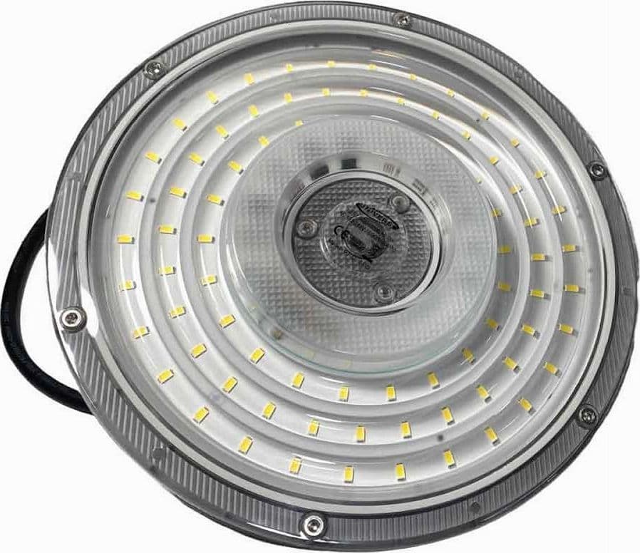 FARO LED SLIM INDUSTRIALE 100W UFO LAMPADA RIFLETTORE IP65 LUCE FREDDA HE02-100W - 5