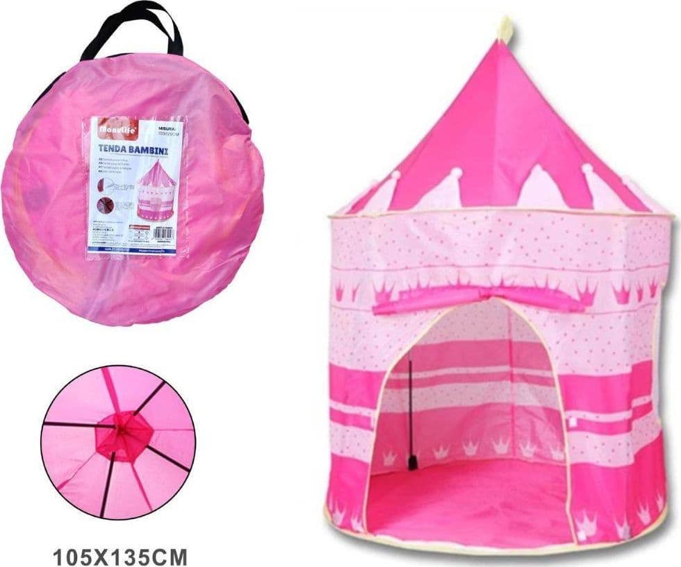 TENDA RIPIEGABILE ROSA CIRCOLARE CAPANNA BAMBINI ARREDO CAMERETTA DIM.105X135 CM - 2