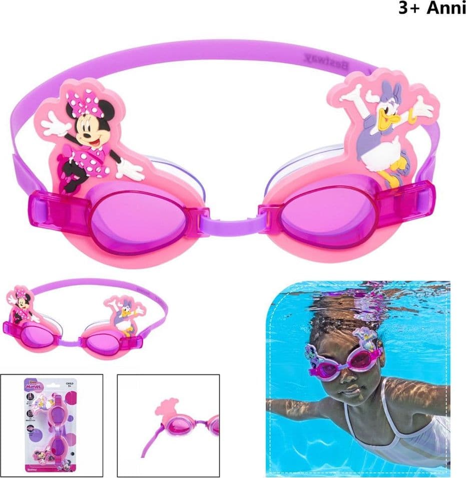 OCCHIALINI DISNEY MINNIE E PAPERINA PER BAMBINI NUOTO PISCINA MARE ESTATE 3+ - 5