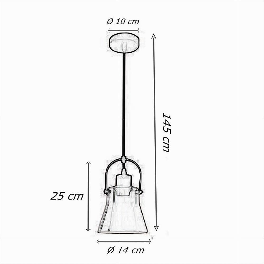 LAMPADARIO A SOSPENSIONE CON PARALUME IN VETRO LAMPADA MODERNA ATTACCO E27 LP-90 - 6