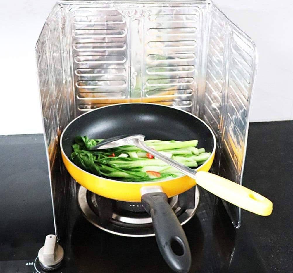 PROTEZIONE FORNELLI A 3 LATI PARASCHIZZI OLIO FRITTURA CUCINA PANNELLI ISOLANTI - 8