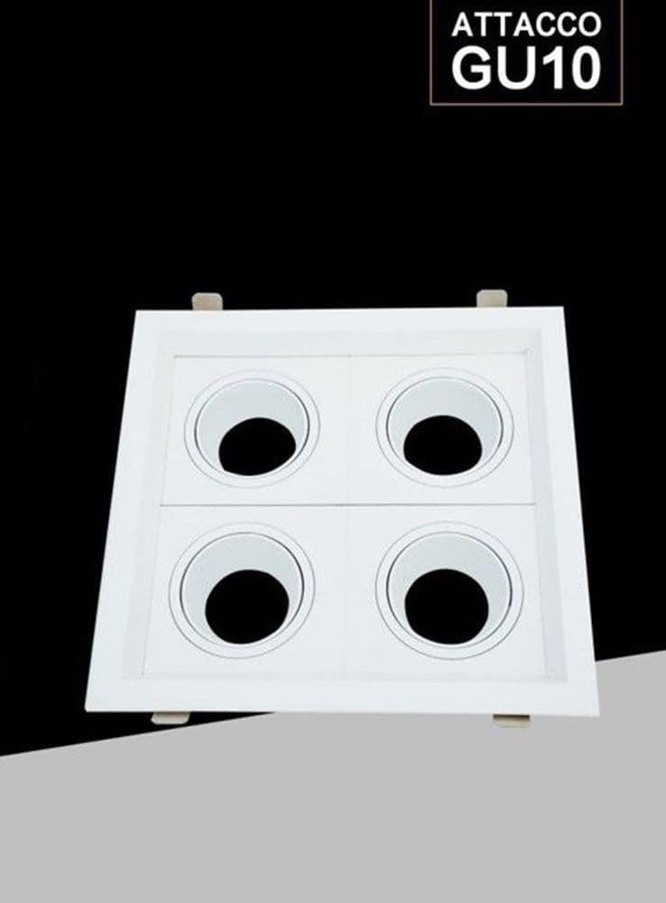 PORTAFARETTO QUADRUPLO ORIENTABILE INCASSO BIANCO PER LAMPADINE GU10/GU5.3 P33-B4 - 3