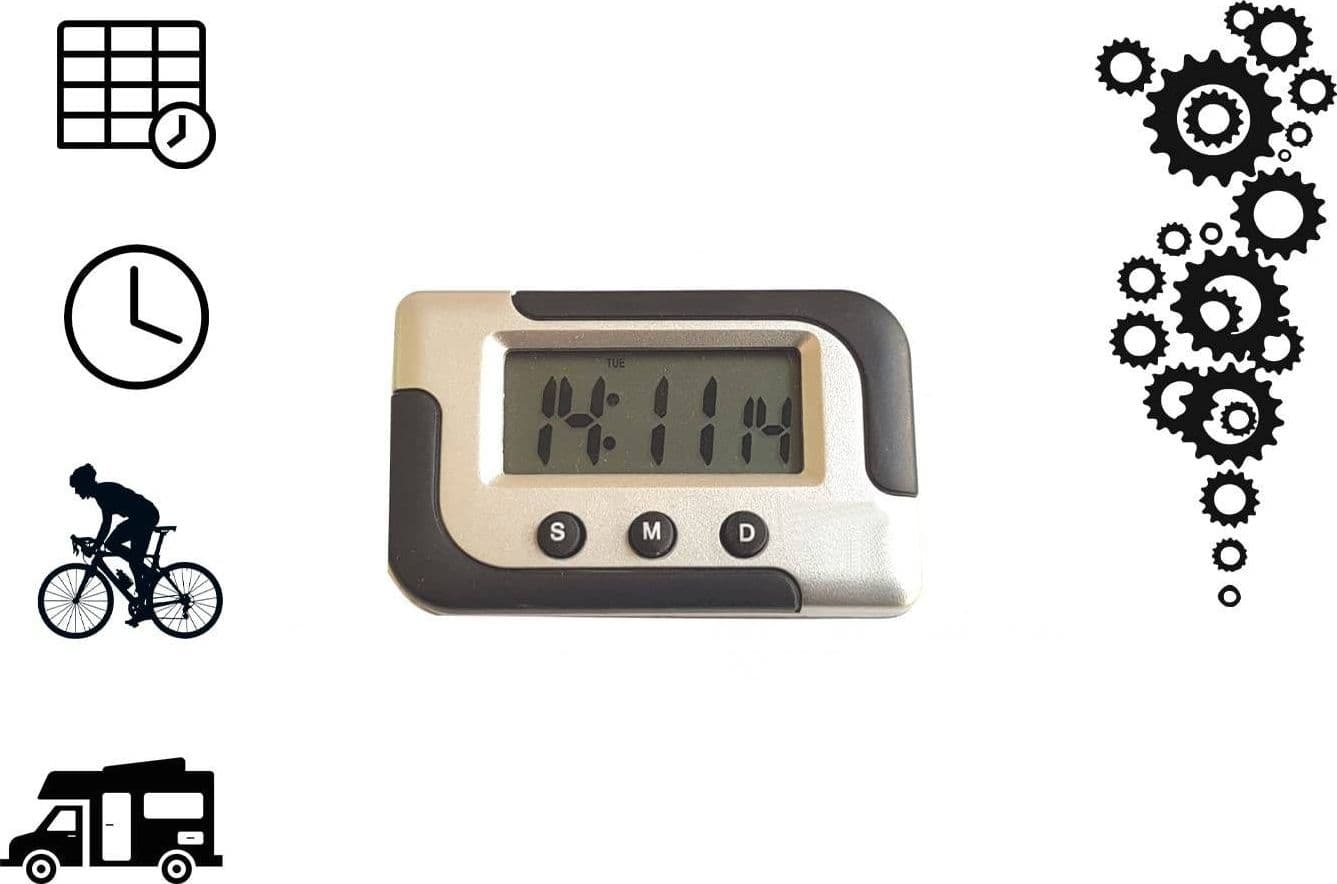 MINI SVEGLIA OROLOGIO DIGITALE CALENDARIO DISPLAY SCHERMO LCD CON SUPPORTO AUTO - 5