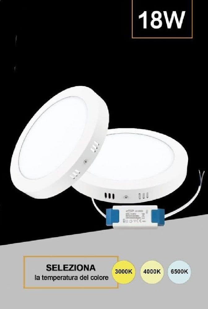 PLAFONIERA PANNELLO LED 18 WATT ROTONDO CCT TRE COLORAZIONE DI LUCE P225B-T3C - 10