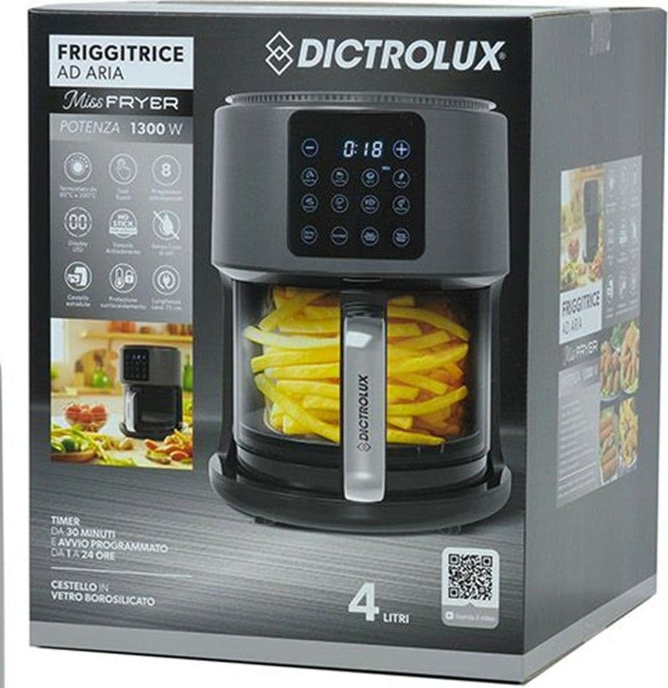 FRIGGITRICE AD ARIA CON CESTELLO TRASPARENTE IN VETRO 1300W 4LT DISPLAY LED 200° - 3
