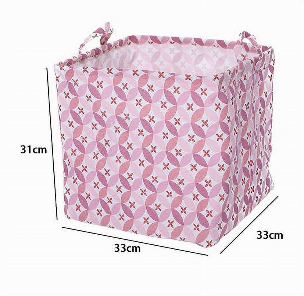 CESTO CONTENITORE PORTABIANCHERIA BUCATO CON MANICI TESSUTO ROSA 33X33X31CM 79205 - 2