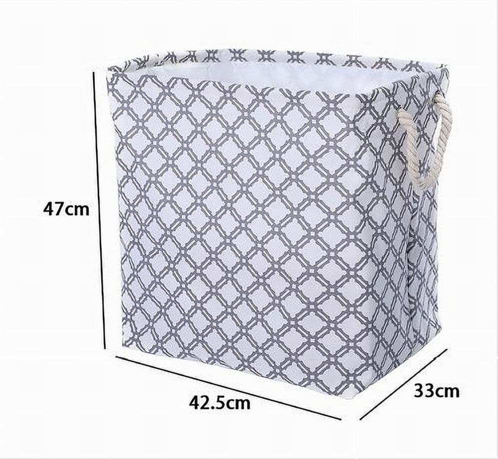 CESTO CONTENITORE PORTABIANCHERIA BUCATO MANICI TESSUTO GRIGIO 47X33X42.5CM 79210 - 2