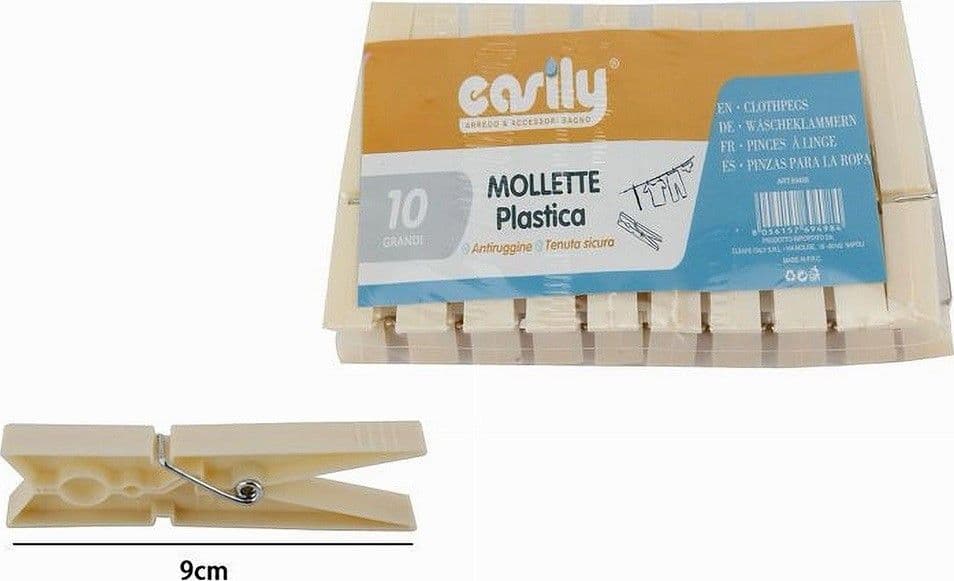 SET 30 PZ MOLLETTE IN PLASTICA PINZE BUCATO PANNI ANTIRUGGINE GRANDI BEIGE 69498 - 2