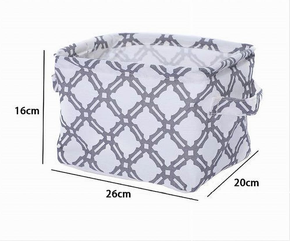 CESTO CONTENITORE PORTA BIANCHERIA BUCATO MANICI TESSUTO GRIGIO 26X20X16CM 79204 - 2