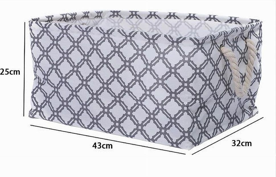 CESTO CONTENITORE PORTA BIANCHERIA BUCATO MANICI TESSUTO GRIGIO 43X32X25CM 79208 - 2