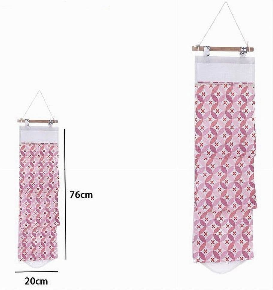 PORTA ROTOLO ORGANIZER DA APPENDERE CON 3 TASCHE IN TESSUTO ROSA BAGNO 79199 - 2