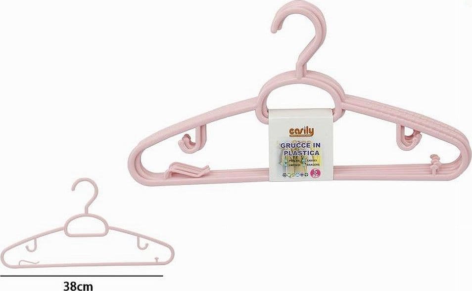 SET 5 PZ GRUCCE IN PLASTICA STAMPELLE APPENDIABITO PANTALONI GIACCHE ROSA 79328 - 2