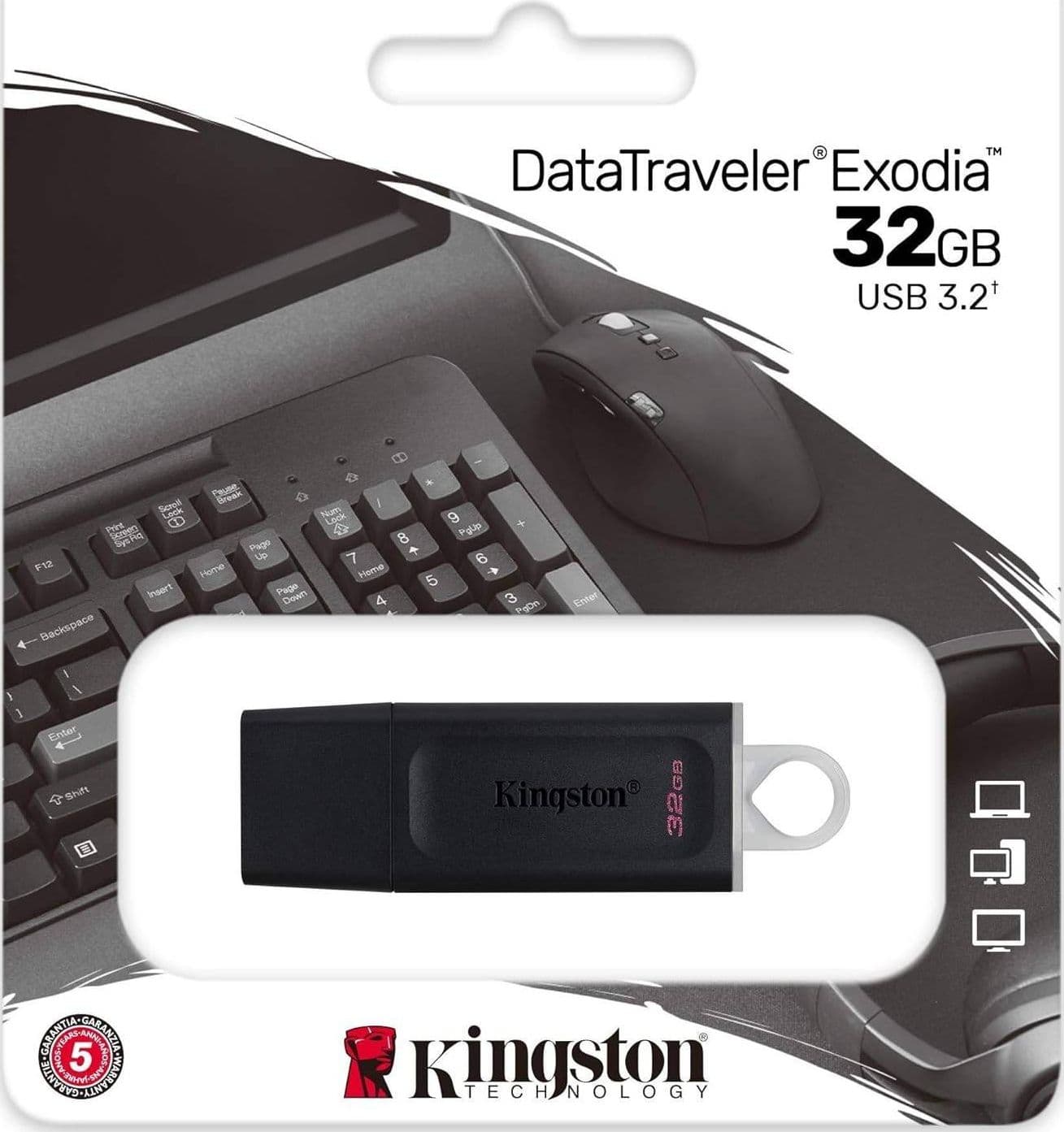 PEN DRIVE KINGSTON DATATRAVELER DA 32GB CHIAVETTA USB 3.2 FLASHDRIVE CON ANELLO - 3