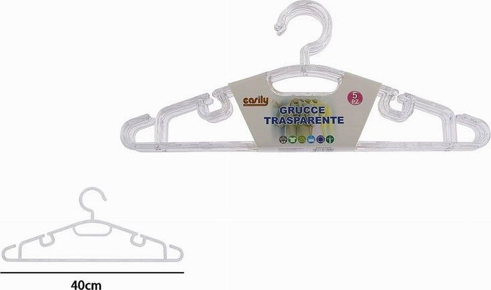 SET 5 PZ GRUCCE TRASPARENTE STAMPELLE IN PLASTICA APPENDI ABITI PANTALONI 87000 - 2