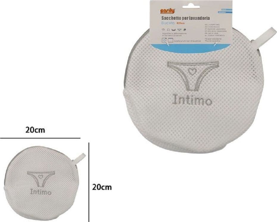 SACCHETTO LAVATRICE BORSA PER BIANCHERIA LAVAGGI A RETE INTIMO 20CM GRIGIO 59376 - 2