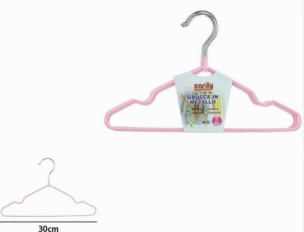 SET 5 PZ GRUCCE STAMPELLE APPENDIABITI IN METALLO GOMMATE ANTISCIVOLO ROSA 87673 - 2