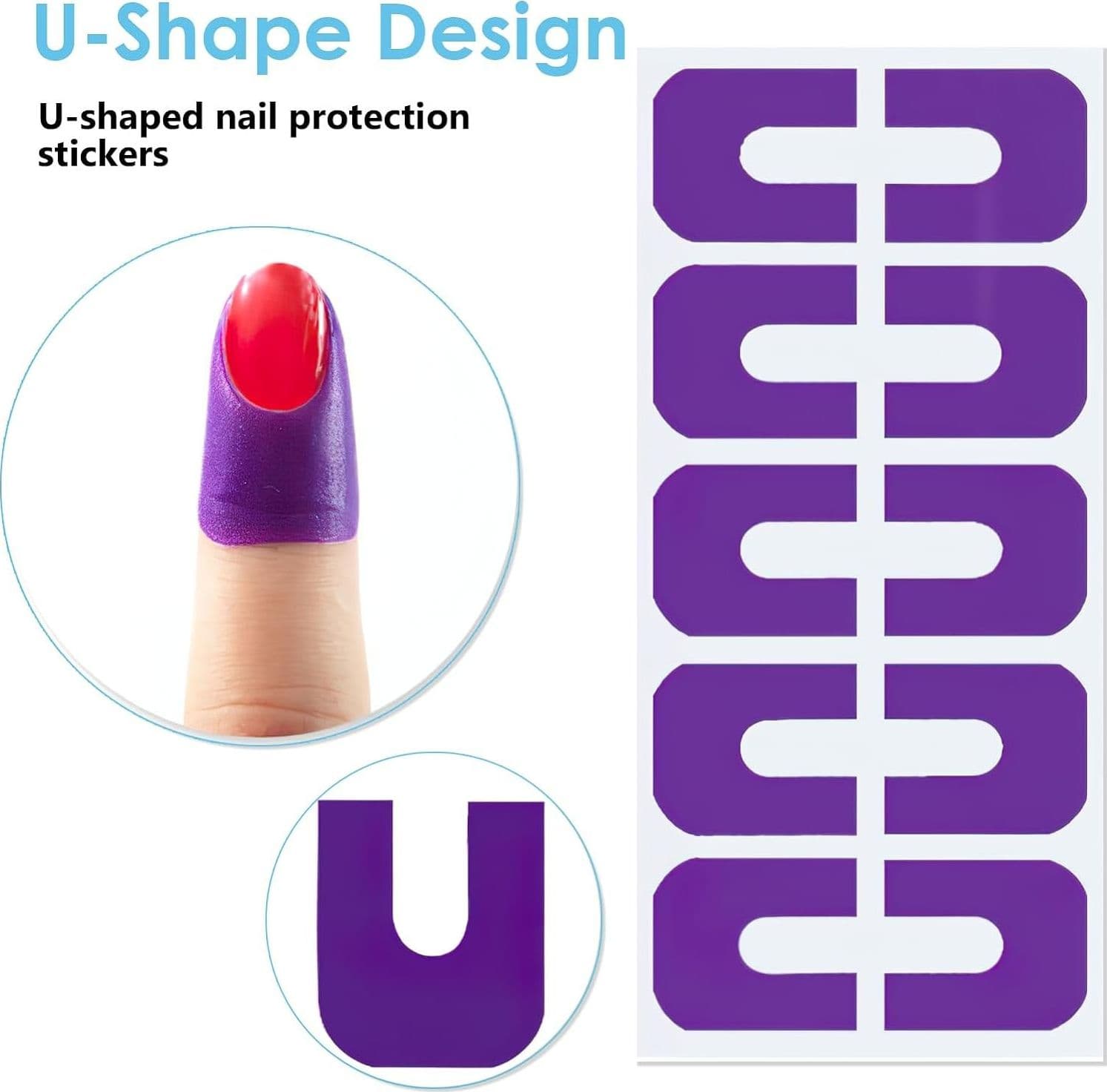 STENCIL PER SMALTO UNGHIE 30PZ ADESIVO PROTEZIONE PER DITA A FORMA DI U NAIL ART - 5