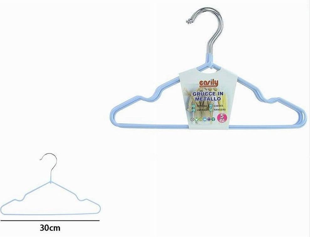 SET 5 PZ GRUCCE STAMPELLE APPENDIABITI METALLO GOMMATE ANTISCIVOLO CELESTE 87672 - 2