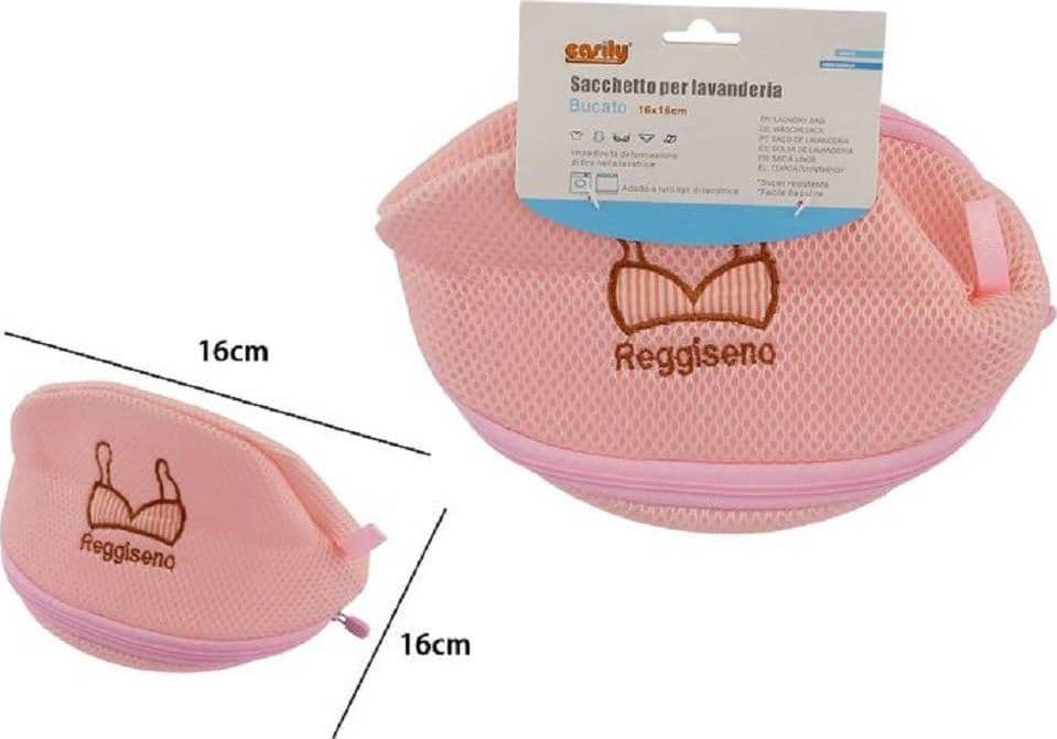 SACCHETTO LAVANDERIA LAVATRICE CON ZIP BIANCHERIA INTIMO REGGISENO 16X16CM 59370 - 2