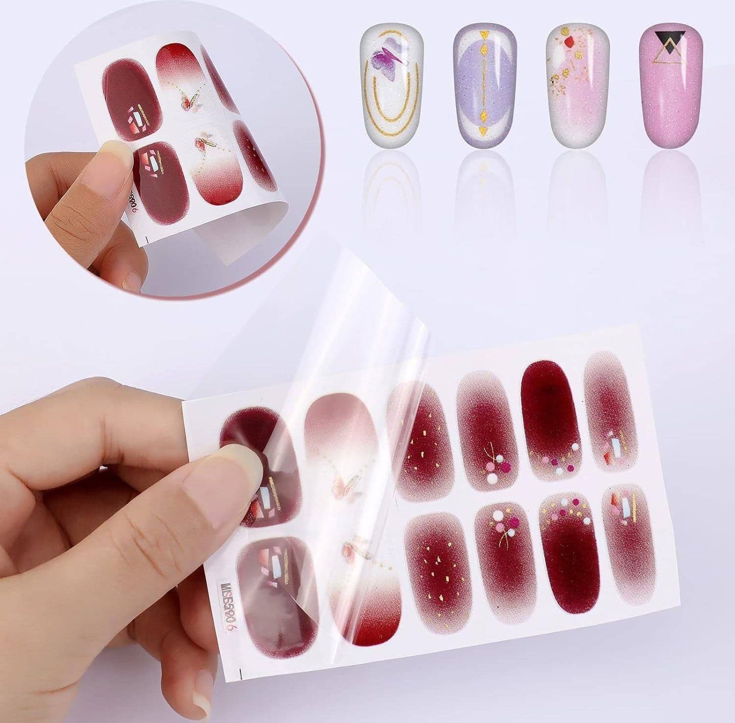 SMALTO ADESIVO PER UNGHIE NAIL ART STICKERS DECORAZIONI MANICURE SET DA 24 PEZZI - 5