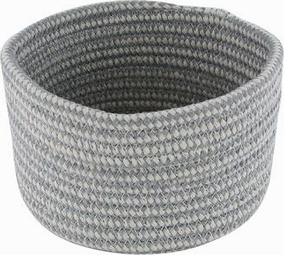 CESTINO PORTA OGGETTI CESTO TESSUTO INTRECCIATO GRIGIO TONDO CASA 16X10 CM 10643 - 2