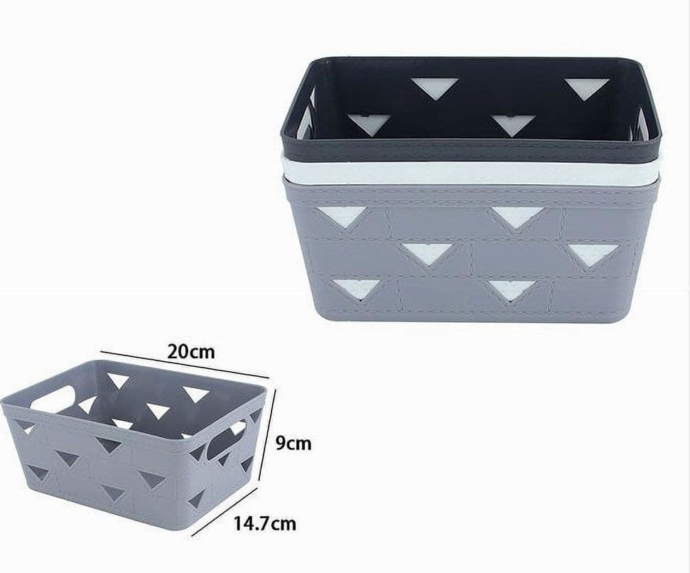 SET 2PZ CESTO CESTINO PORTATUTTO OGGETTI ORGANIZER RETTANGOLARE 20X14.7X9CM 10713 - 2