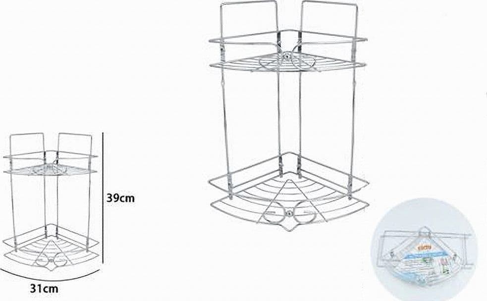 MENSOLA ANGOLARE PER BAGNO ANGOLIERA DOCCIA A 2 LIVELLI RIPIANI IN METALLO 52719 - 2