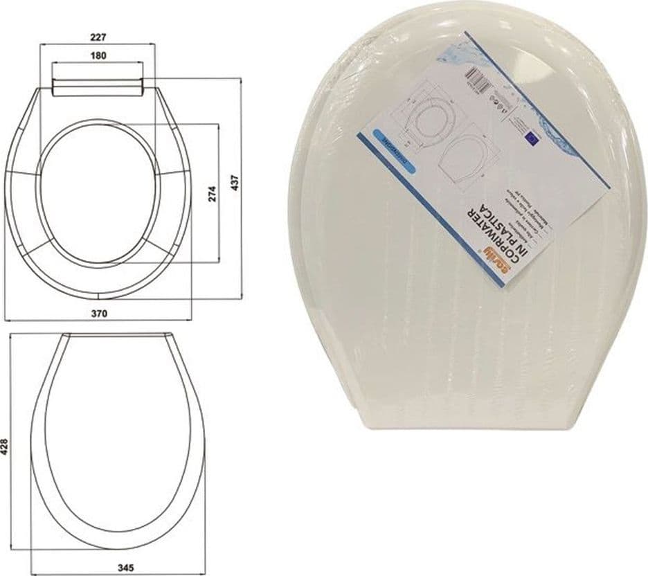 COPRIWATER SEDILE WC COPRIVASO IN PLASTICA TAVOLETTA DA BAGNO LILIA BIANCO 87639 - 2