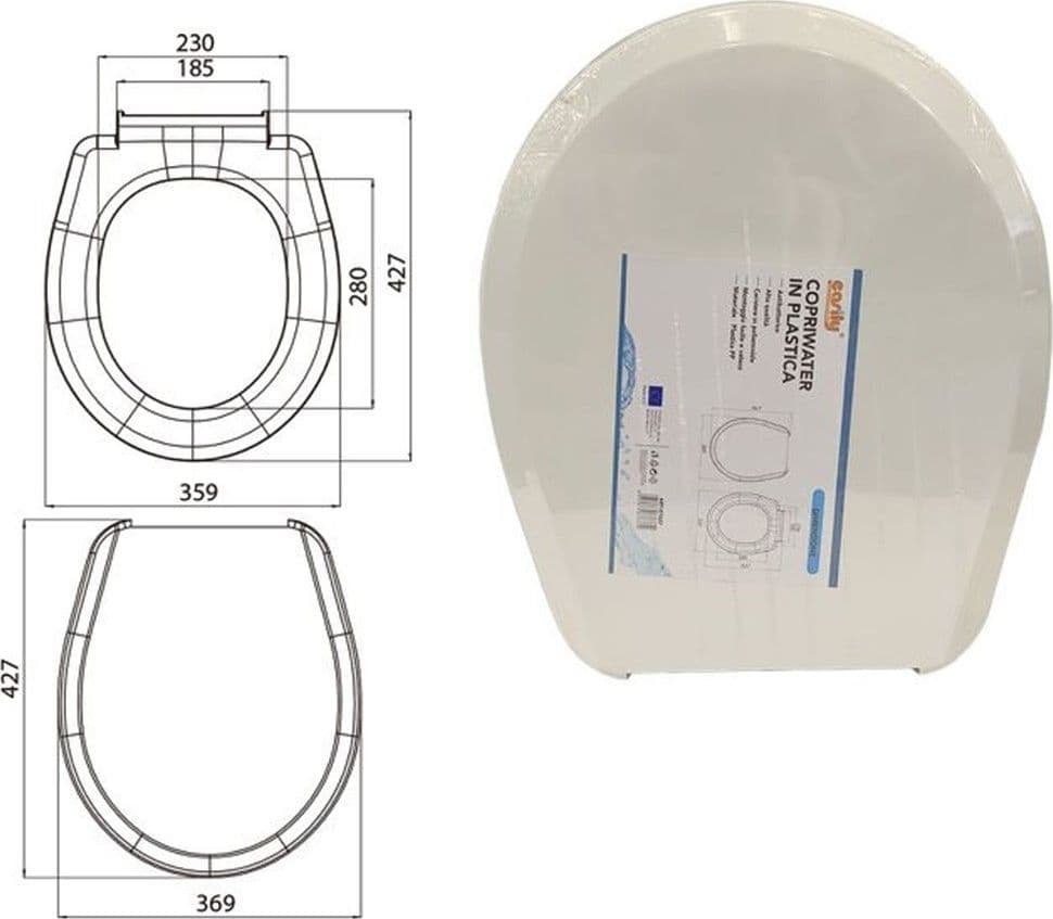 COPRIWATER COPRIVASO SEDILE WC TAVOLETTA BAGNO IN PLASTICA ORHIDEA BIANCO 87637 - 2