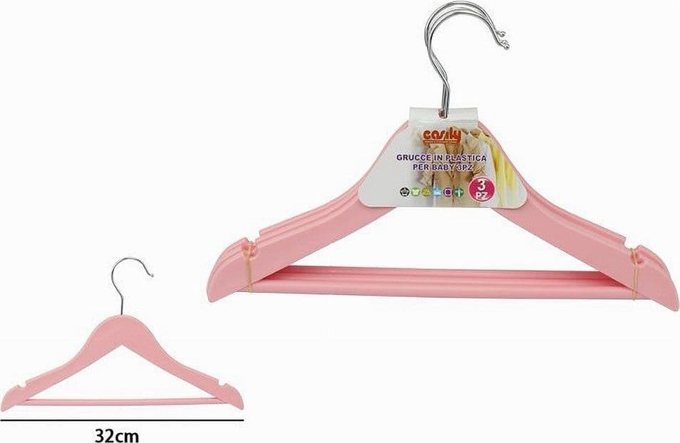 SET 3 PZ GRUCCE STAMPELLE APPENDIABITI VESTITI PANTALONI PER BAMBINI ROSA 79312 - 2