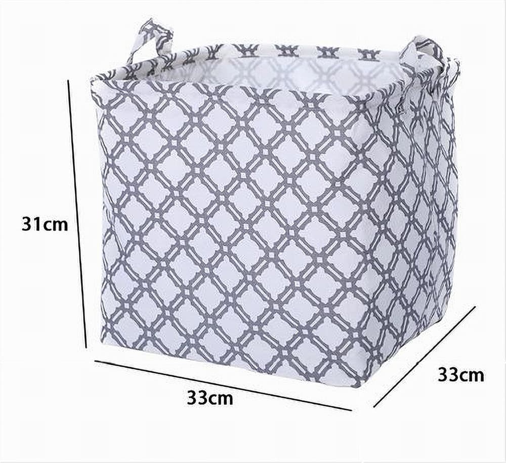 CESTO CONTENITORE PORTA BIANCHERIA BUCATO MANICI TESSUTO GRIGIO 33X33X31CM 79206 - 2