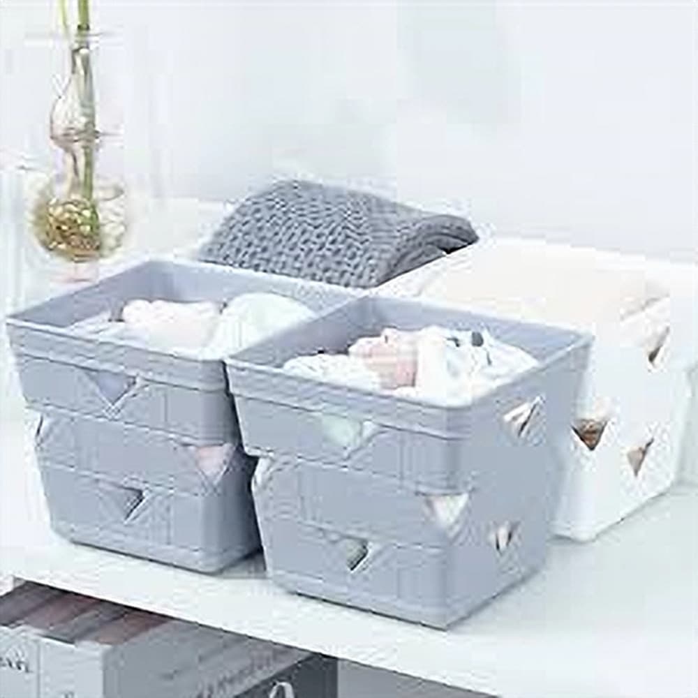 SET 3PZ CESTO CESTINO PORTA TUTTO OGGETTI ORGANIZZATORE QUADRATO 10X10X9CM 10712 - 8