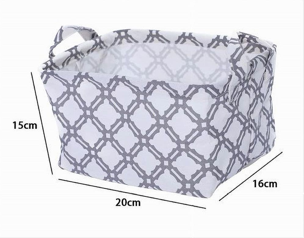 CESTO CONTENITORE PORTA BIANCHERIA BUCATO MANICI TESSUTO GRIGIO 20X15X16CM 79202 - 2