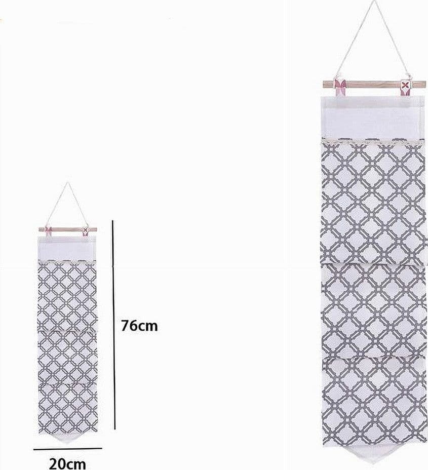 PORTA ROTOLO ORGANIZER DA APPENDERE CON 3 TASCHE IN TESSUTO GRIGIO BAGNO 79200 - 2