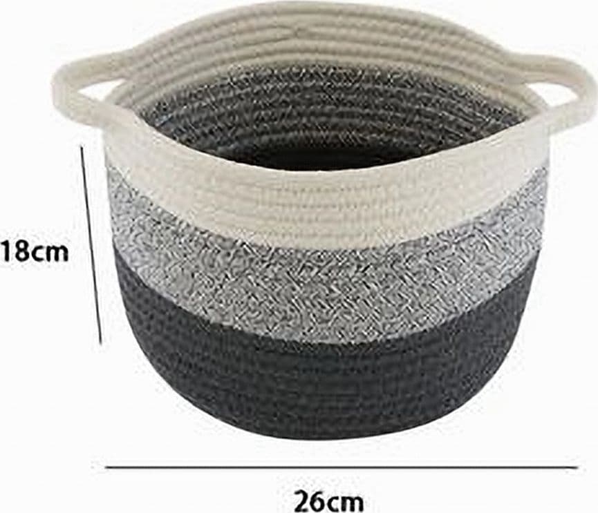 CESTINO CESTO IN TESSUTO CORDA INTRECCIATO PORTA OGGETTI ROTONDO 26X18 CM 10650 - 2