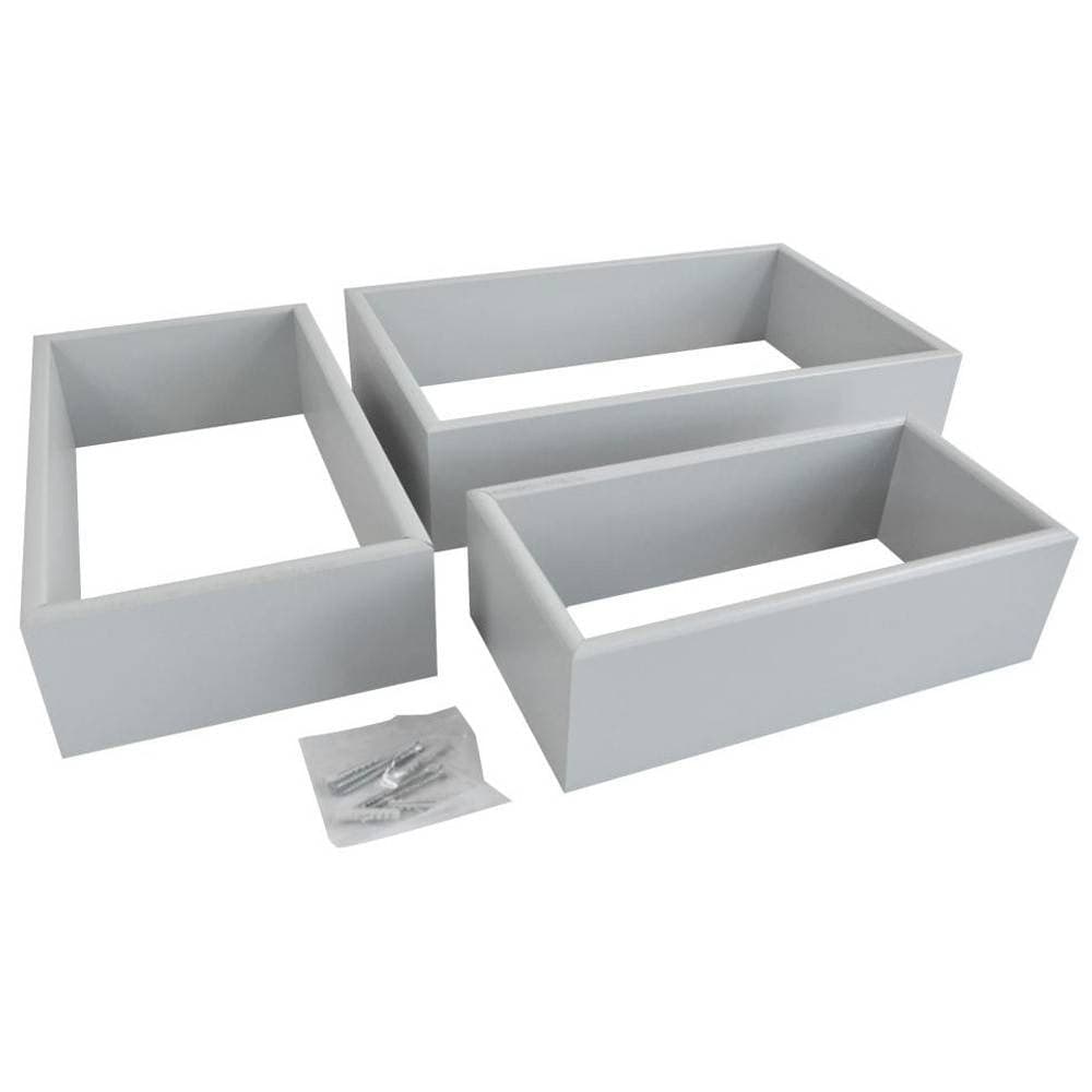 SET 3 MENSOLE DA MURO A PARETE DESIGN MODERNO CUBO RETTANGOLARE IN LEGNO GRIGIO - 2
