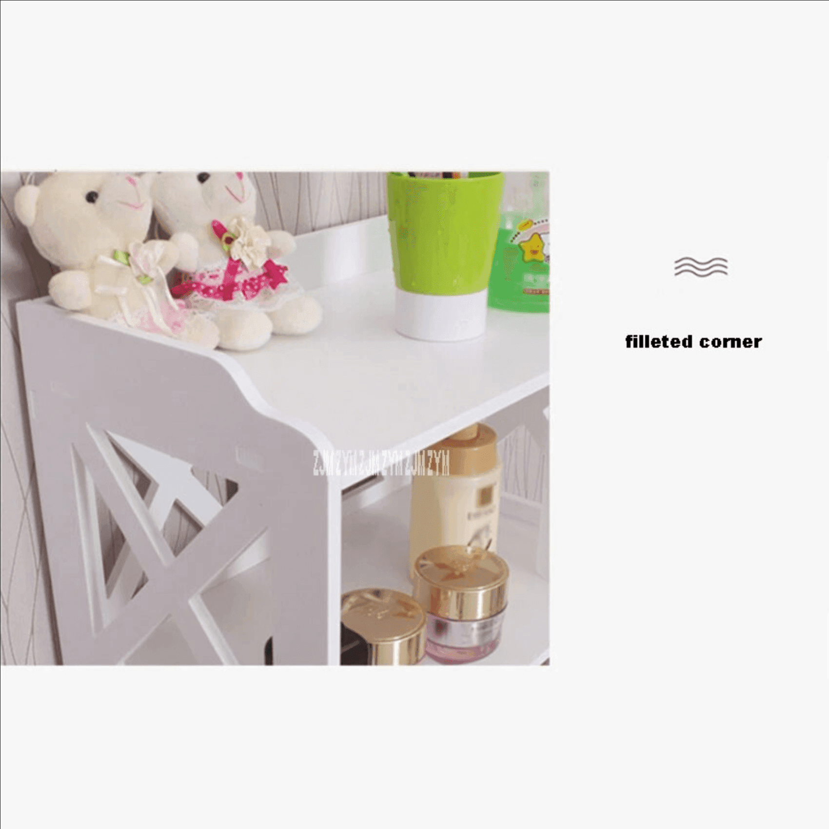 ARMADIETTO IN LEGNO BIANCO LUCIDO MDF CON DUE ANTE 3 MENSOLE RIPINI 120X32X27CM - 6