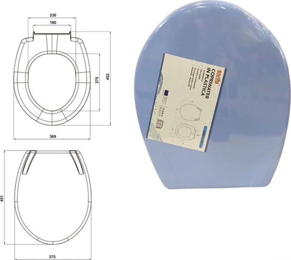 COPRIWATER SEDILE COPRIVASO WC WATER BAGNO IN PLASTICA MAGNOLIA BLU 87634 - 2