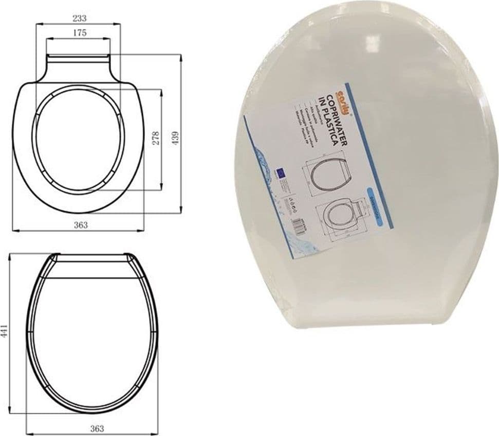 COPRIWATER SEDILE COPRIVASO WC BAGNO IN PLASTICA LOTOS SLIM DESIGN BIANCO 87635 - 2