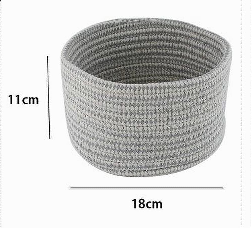 CESTINO PORTA OGGETTI CESTO TESSUTO INTRECCIATO GRIGIO TONDO CASA 18X11 CM 10644 - 2