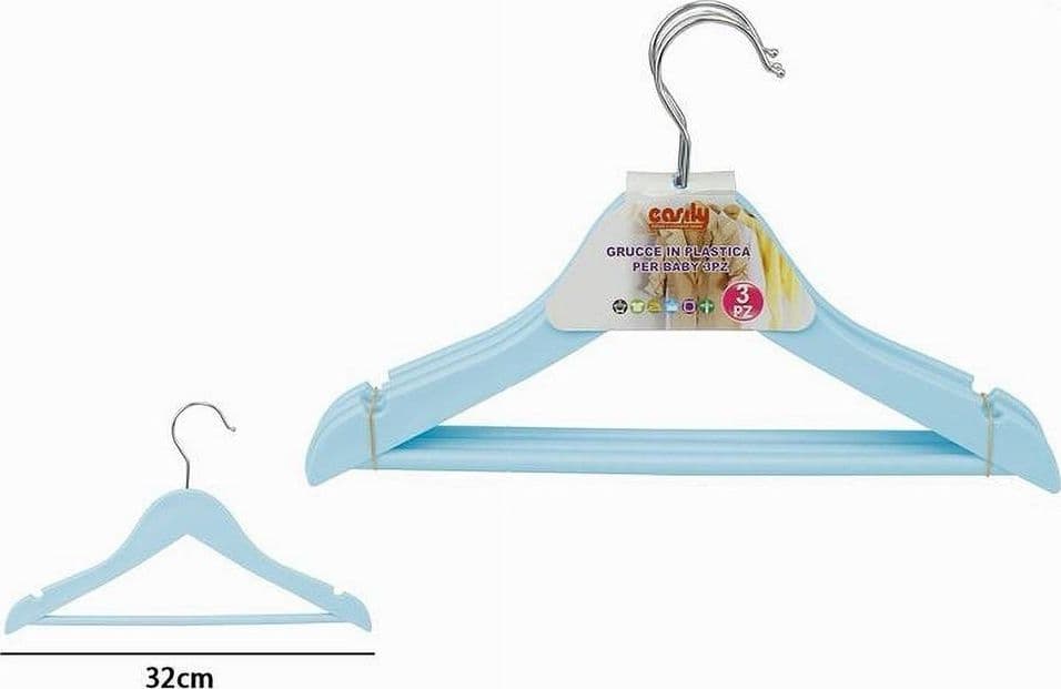 SET 3 PZ GRUCCE STAMPELLE APPENDIABITI VESTITI PANTALONI BAMBINI AZZURRO 79311 - 2