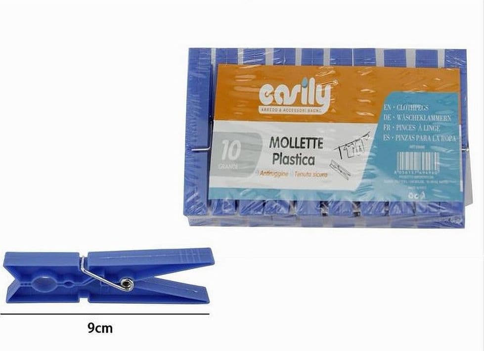 SET 30 PZ MOLLETTE IN PLASTICA PINZE BUCATO PANNI ANTIRUGGINE GRANDI BLU 69496 - 2