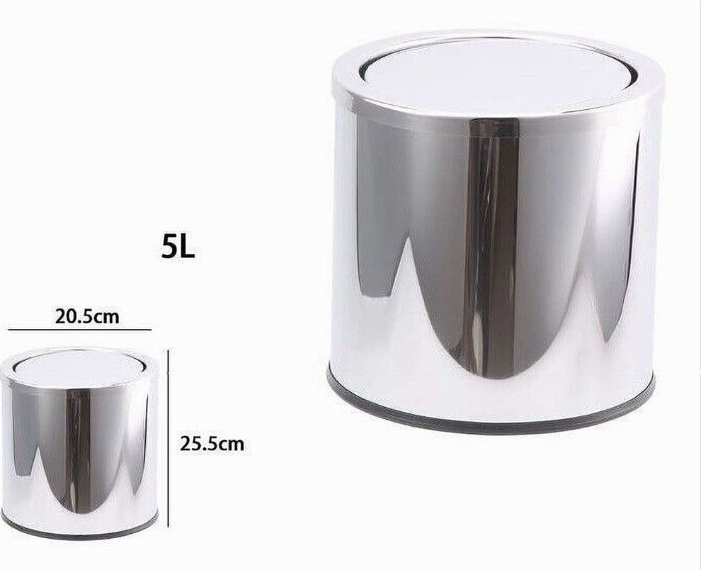 PATTUMIERA ACCIAIO 5 LITRI BIDONE CESTINO SPAZZATURA COPERCHIO BASCULANTE 87463 - 2