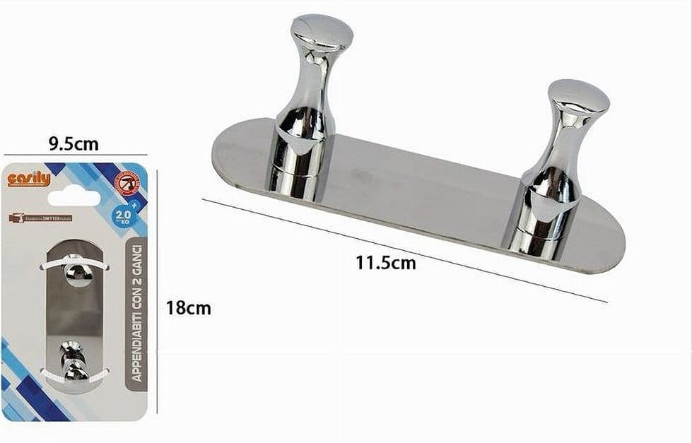 APPENDIABITI CON 2 GANCI PER ACCAPPATOIO BAGNO CASA A PARETE CONTEMPORANEO 59746 - 2