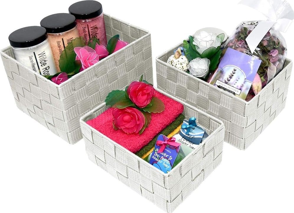 SET 6 PZ SCATOLA IN TESSUTO ORGANIZER SCAFFALI PORTA OGGETTI GRIGIO CHIARO 79066 - 5