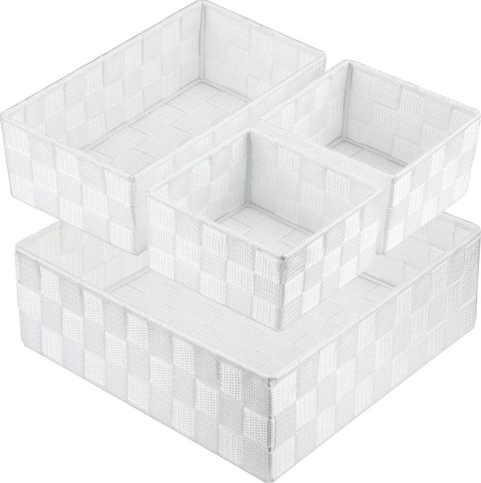 SET 4 PEZZI CONTENITORI BIANCO SCATOLA IN TESSUTO ORGANIZER PORTA OGGETTI 79061 - 6