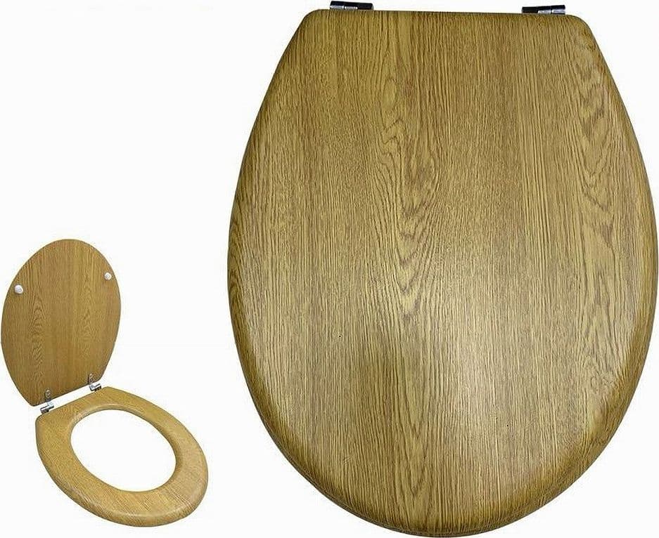 COPRIWATER UNIVERSALE IN LEGNO TAVOLETTA BAGNO WC CERNIERE IN ACCIAIO INOX 52953A - 2
