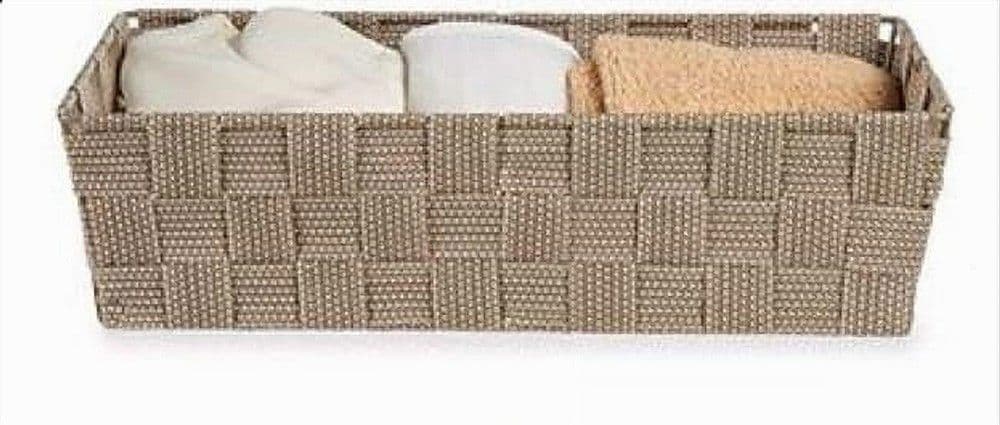 SET 4 PEZZI CONTENITORI BEIGE SCATOLA IN TESSUTO ORGANIZER PORTA OGGETTI 79063 - 5